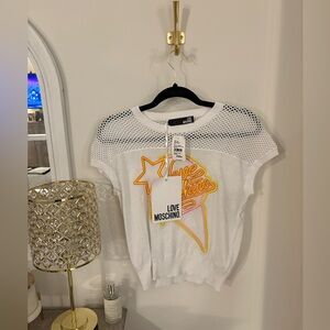 Love Moschino White Top with Yellow Star and ice cream cone Design